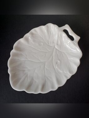 Spode Bone China White Leaf-Shaped Dish